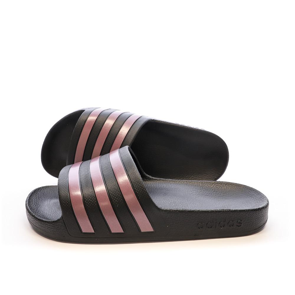 Adidas Claquettes Noires/Rose Gold Femme Adidas Adilette Aqua