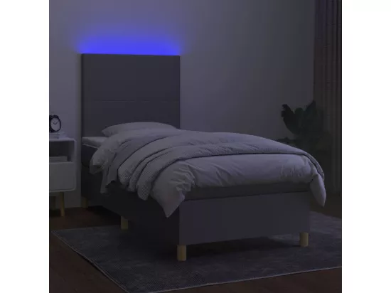 Sommier tapissier avec matelas et LED Gris clair 90x190cm Tissu