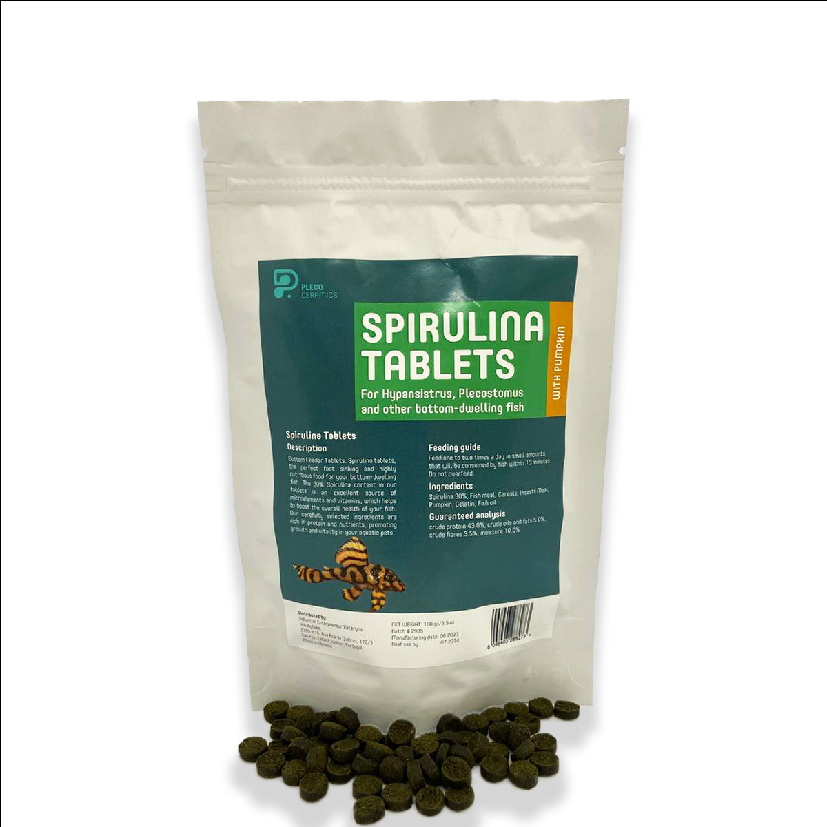 Comprimidos de espirulina Plecoceramics