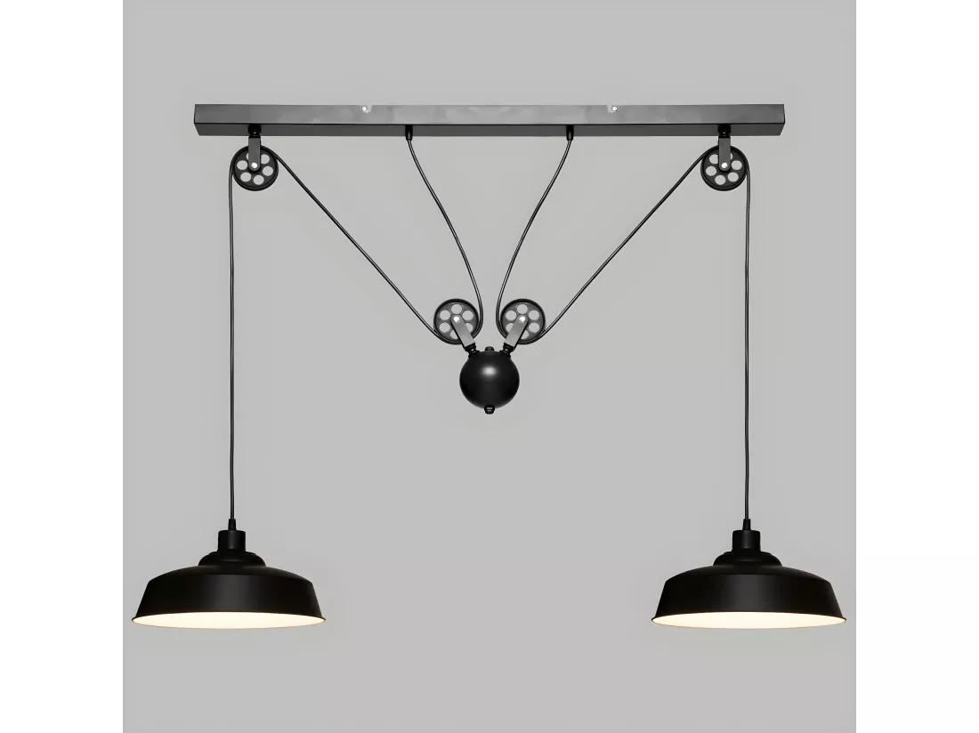 Luminaire Suspension 2 Lampes en Métal Noir
