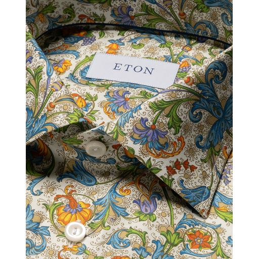 Eton Floral Signature Twill Slim Fit Skjorte, White, 44