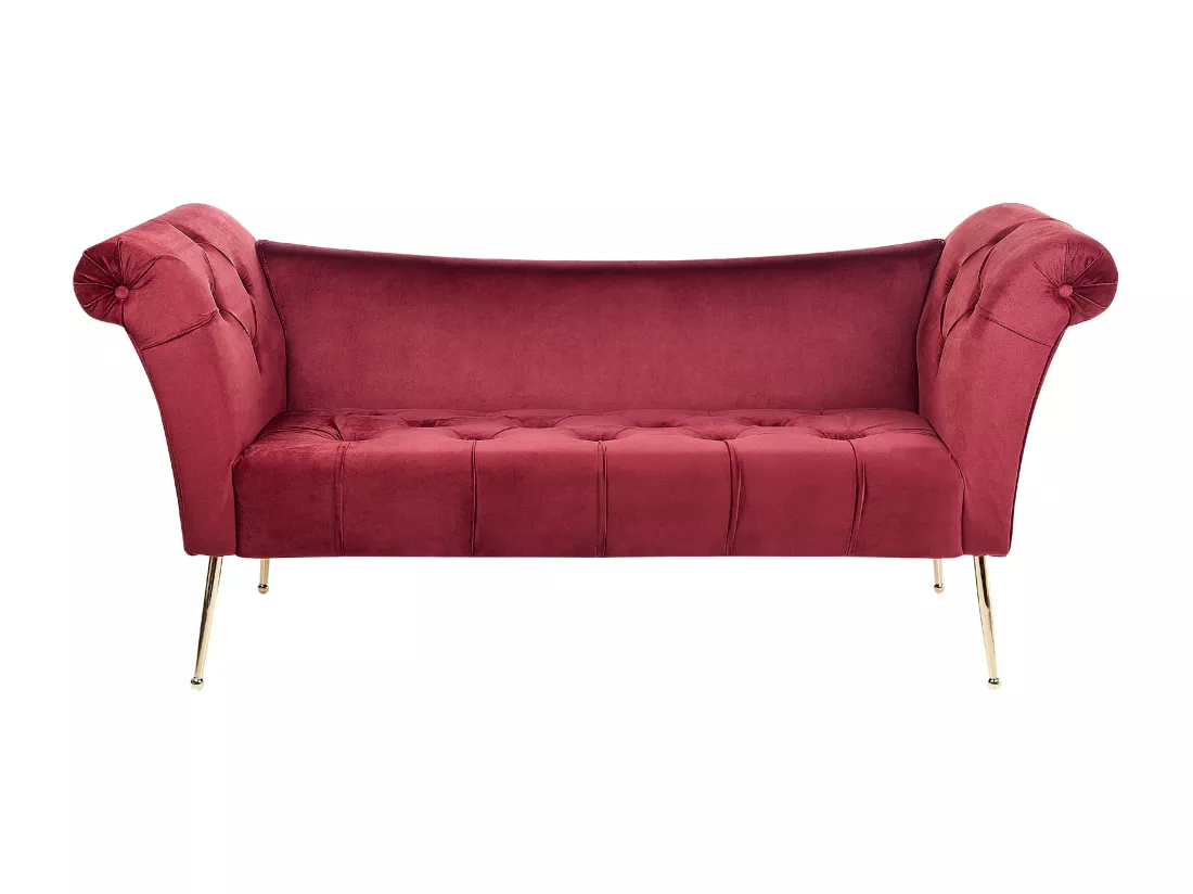 Chaise longue en velours rouge foncé NANTILLY