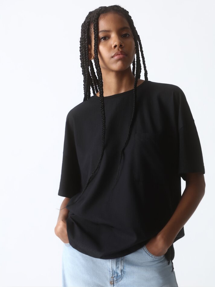 Camiseta rústica bicolor - Preta