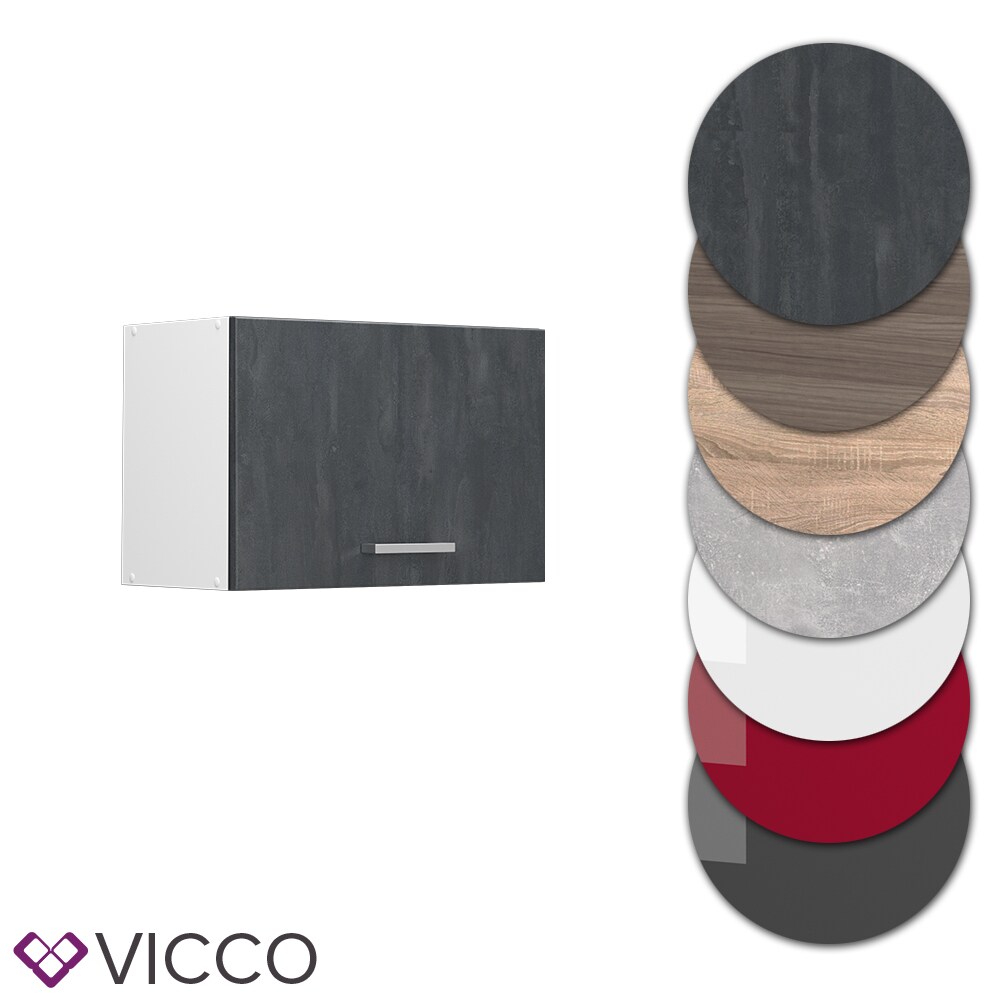 Vicco Hängeschrank R-Line Schwarz Beton Weiß 60 cm flach