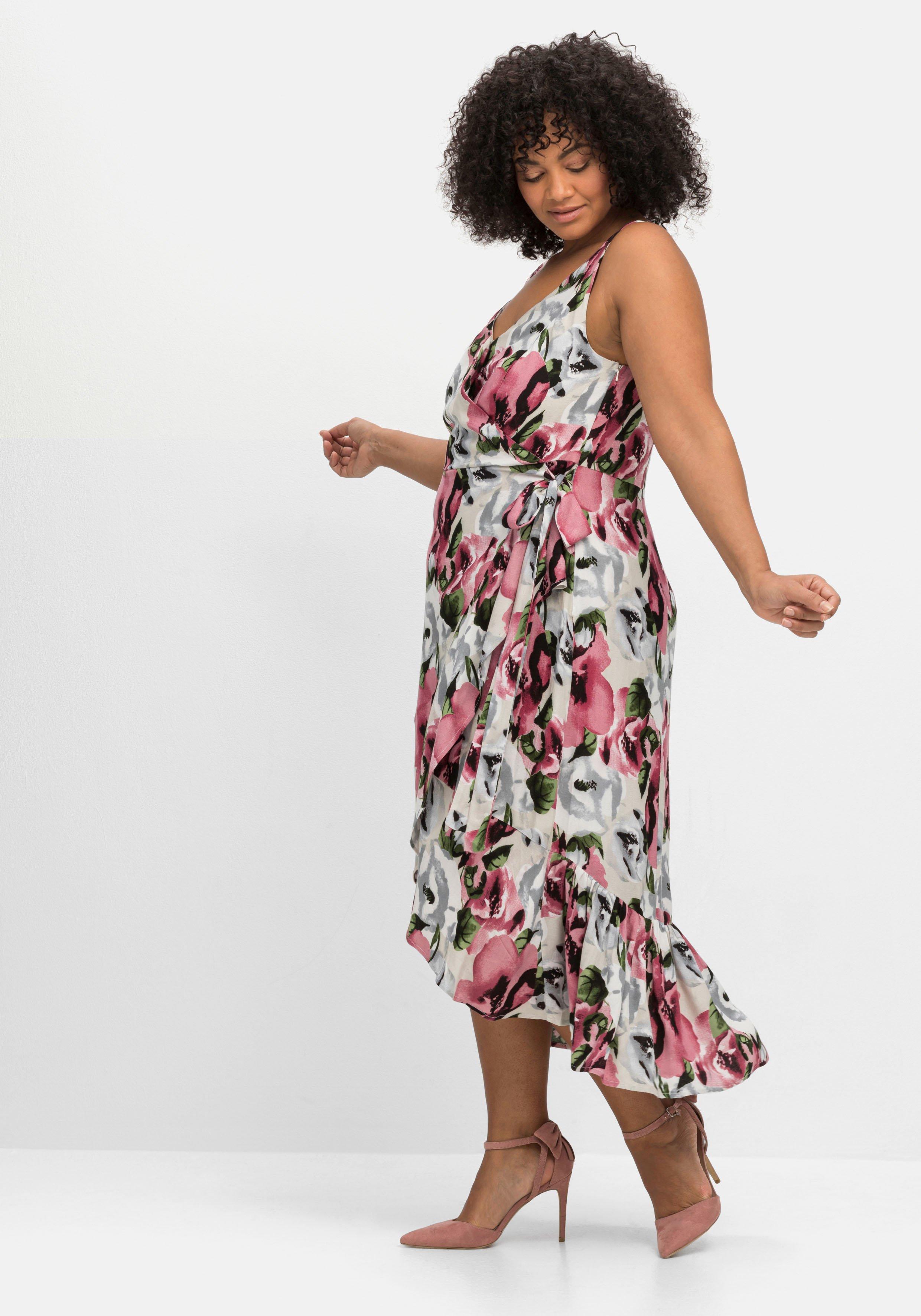 Maxikleid in Wickeloptik, mit Blumendruck