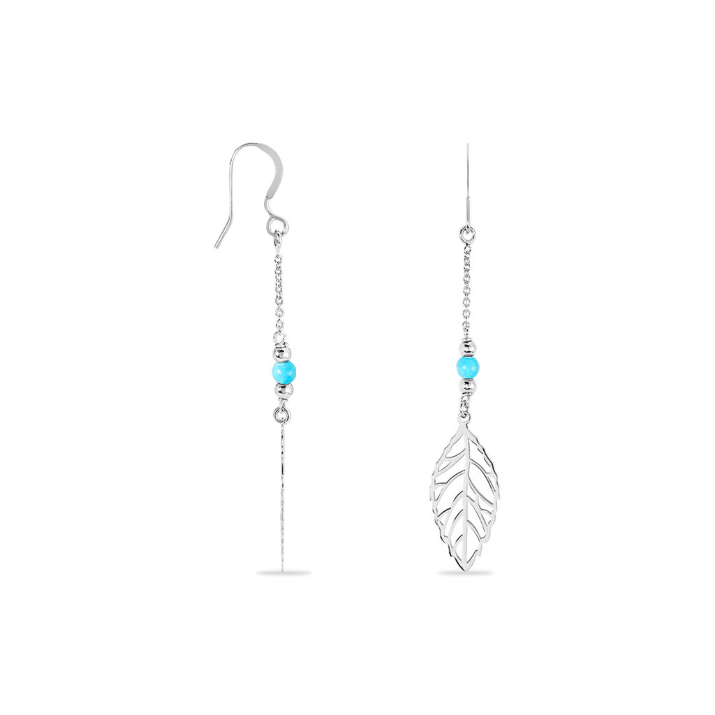 Boucles D'oreilles Pendantes Grethel Argent Blanc Turquoise