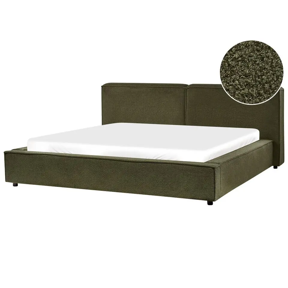 LINARDS - Bed - Donkergroen - 180 x 200 cm - Bouclé