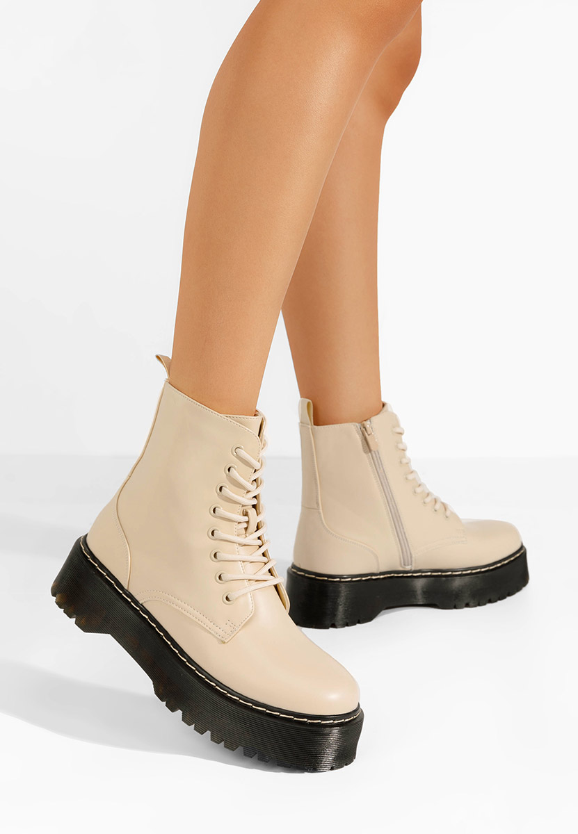 Bottines rangers femme beige Martensa