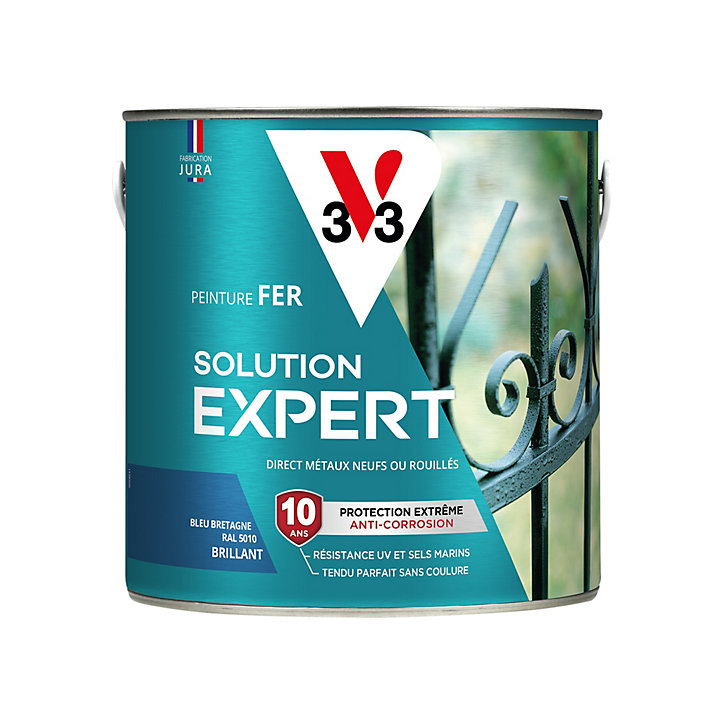 Peinture extérieure fer Solution expert bleu bretagne brillant V33 2L