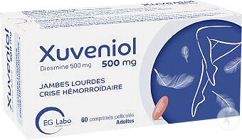 Xuveniol Diosmine 500mg Jambes Lourdes Crise Hémorroïdaire 60 Comprimés