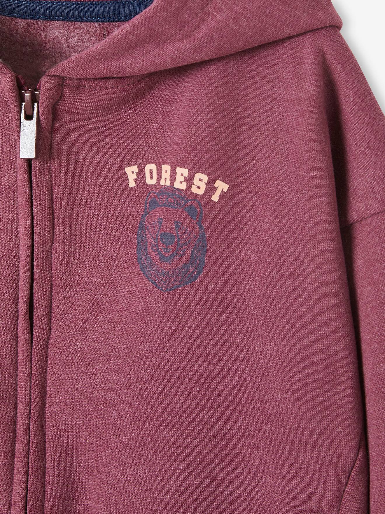 Moletom com capuz e zíper, detalhe no peito, para meninos, cinza escuro liso com estampas.