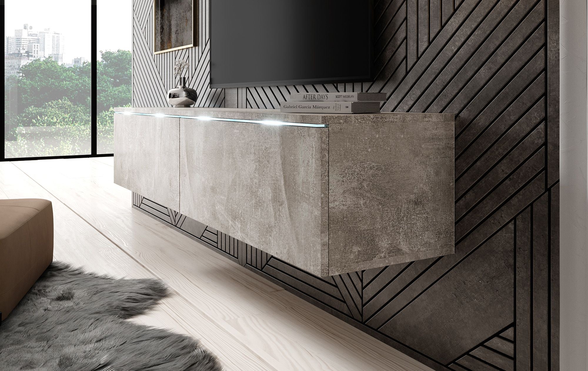 Dixon - TV-Meubel - Betonlook - 140 cm