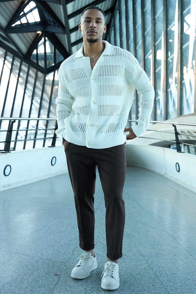 Gilet en maille ajourée blanc