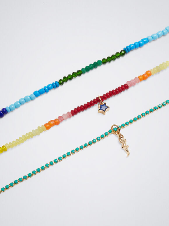 Conjunto de Colares com Pedras Semipreciosas - Multicolorido