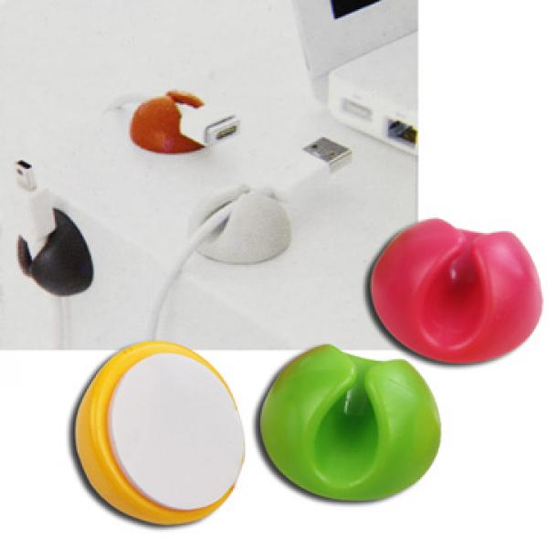 (6er Set) Vielzweck Silikon Kabel Drops / Clips / Halter / Klemme (Pink / Grün / Orange)