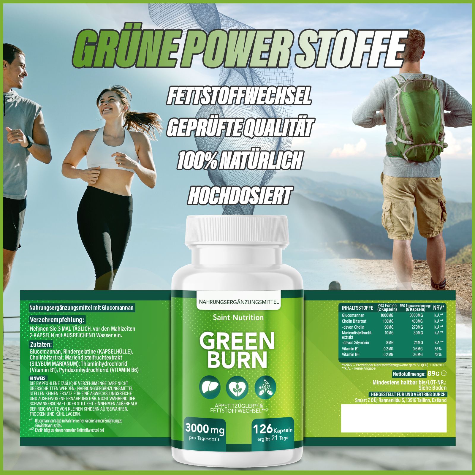 Saint Nutrition® | Green Burn | Kapseln zum Abnehmen