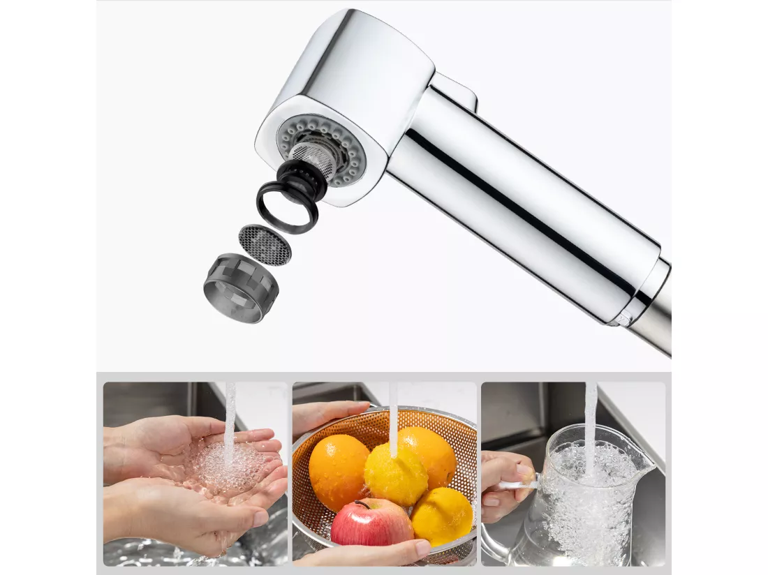 Mitigeur de Cuisine Douchette, Lonheo Max Robinetterie Cuisine Extractible, Mitigeur Evier Cuisine Rotatif à 360°, 2 Modes de Pulvérisation,EU Modèle
