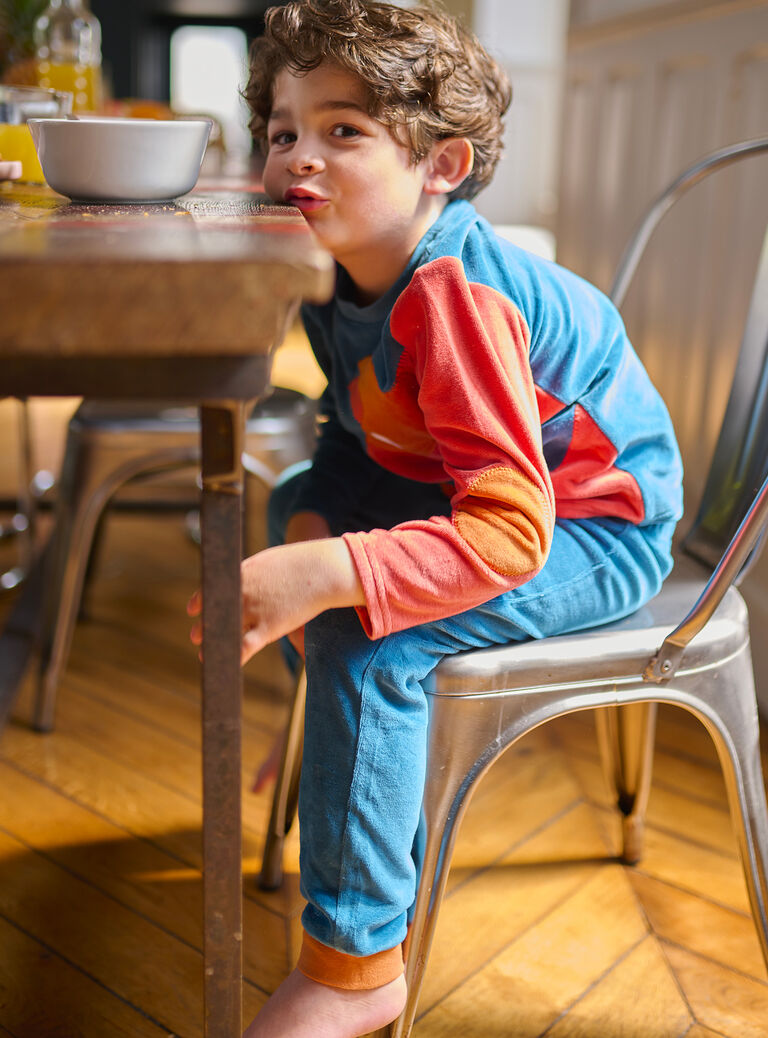Pyjama en velours bleu à motif chien garçon