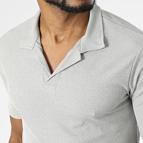 Polo Manches Courtes Gris Chiné