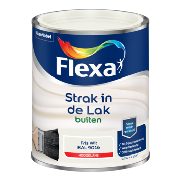 Flexa Strak in de Lak buitenlak hoogglans RAL 9016 friswit 750 ml