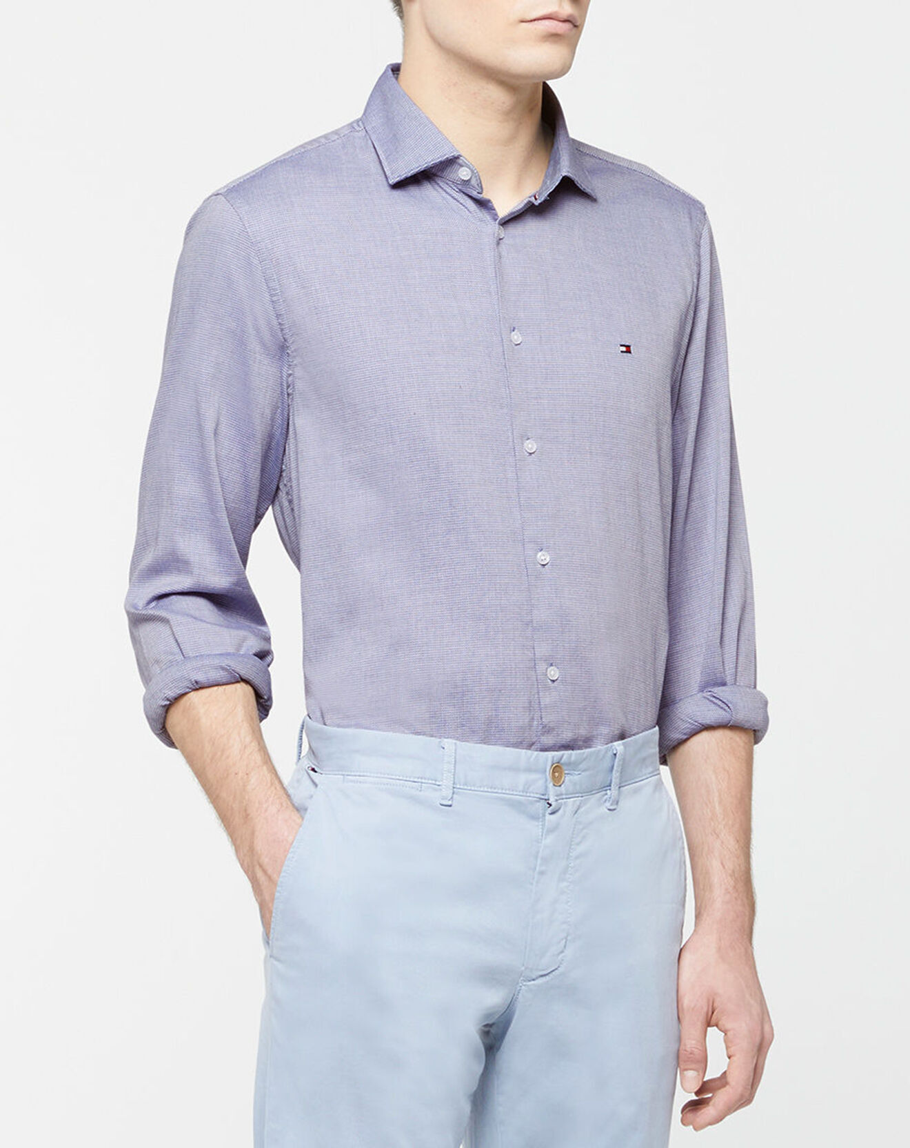 Tommy Hilfiger Chemise slim Dobby Flex bleue