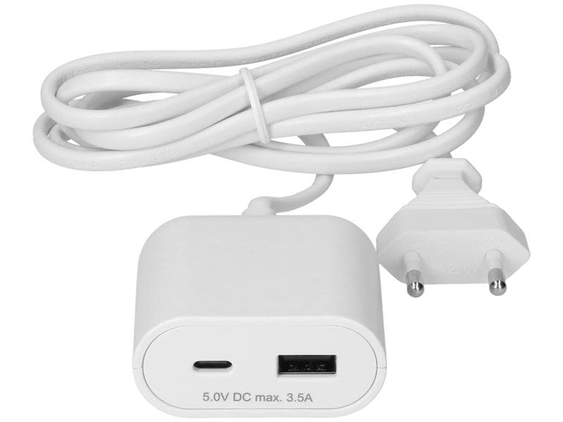 Max Hauri USB A C-Verlängerung mit Zuleitung 1.5 m Weiss Zum Laden Ihres Smartphones, Tablets, Laptops und mehr