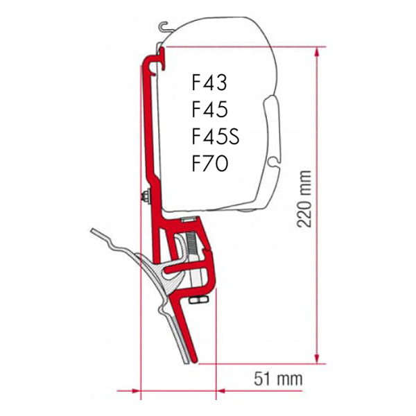 Adaptateur store Fiamma F35 PRO F43 F45S F70 VW T4