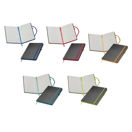 Easy Gifts Notizbuch mit 160 Seiten, DIN A5, liniert, 5 Stück in 5 verschiedene nFarben