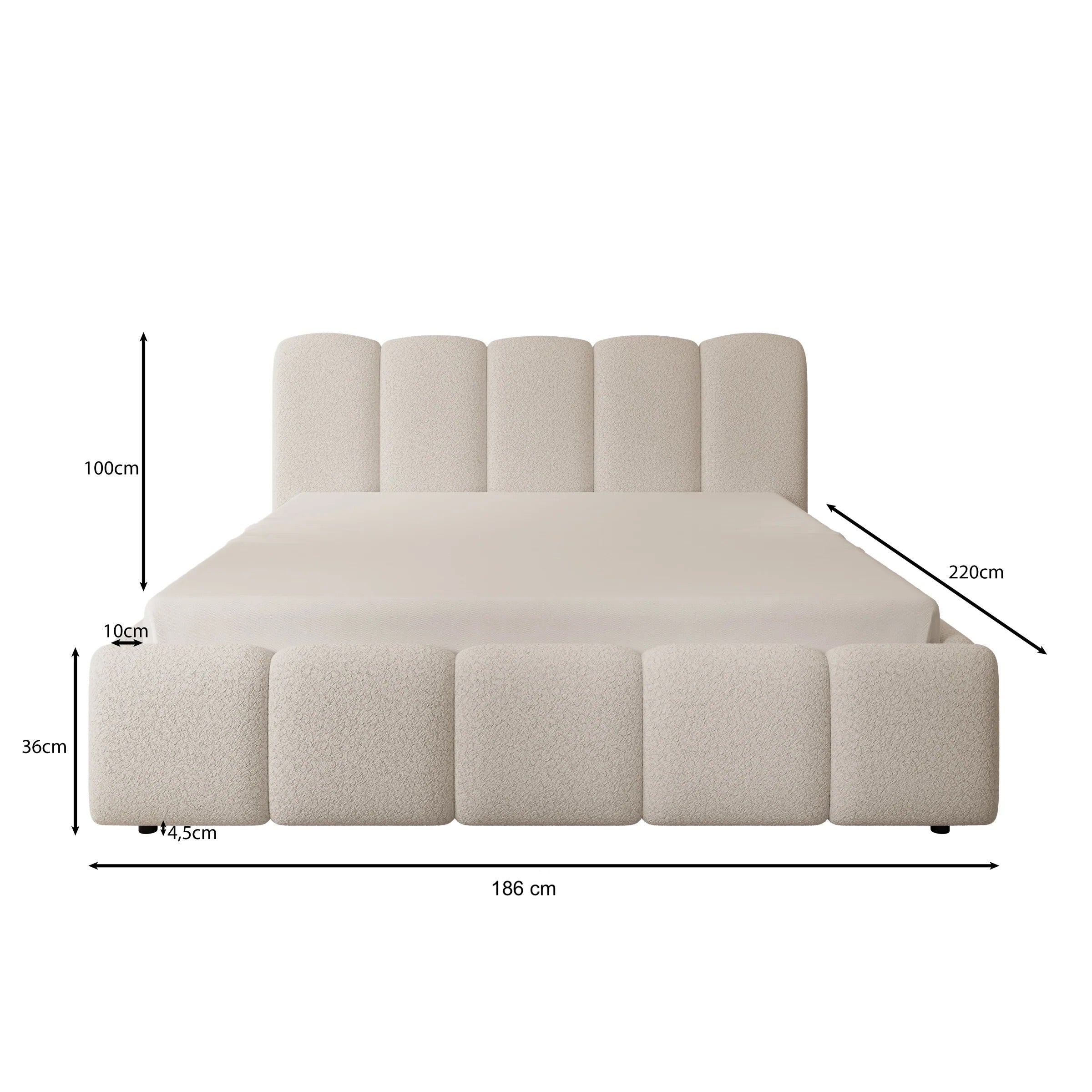 Nolena - Tweepersoonsbed - Beige stof - 160x200 cm