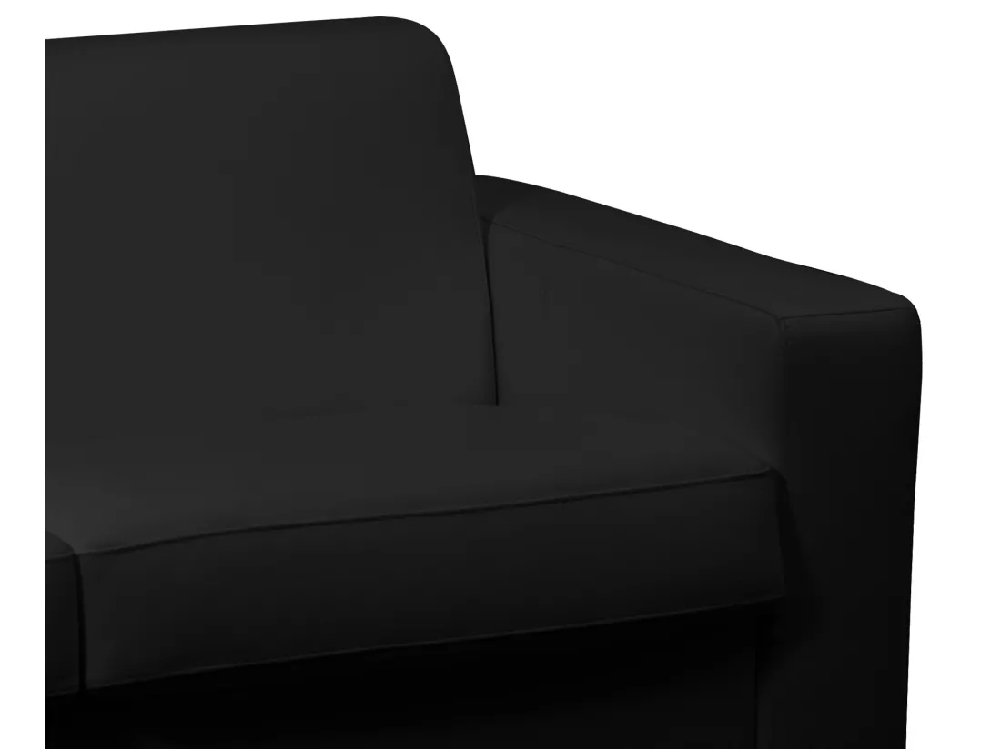 Canapé 3 places convertible express 100% cuir de buffle noir matelas 16 cm DELECTEA II