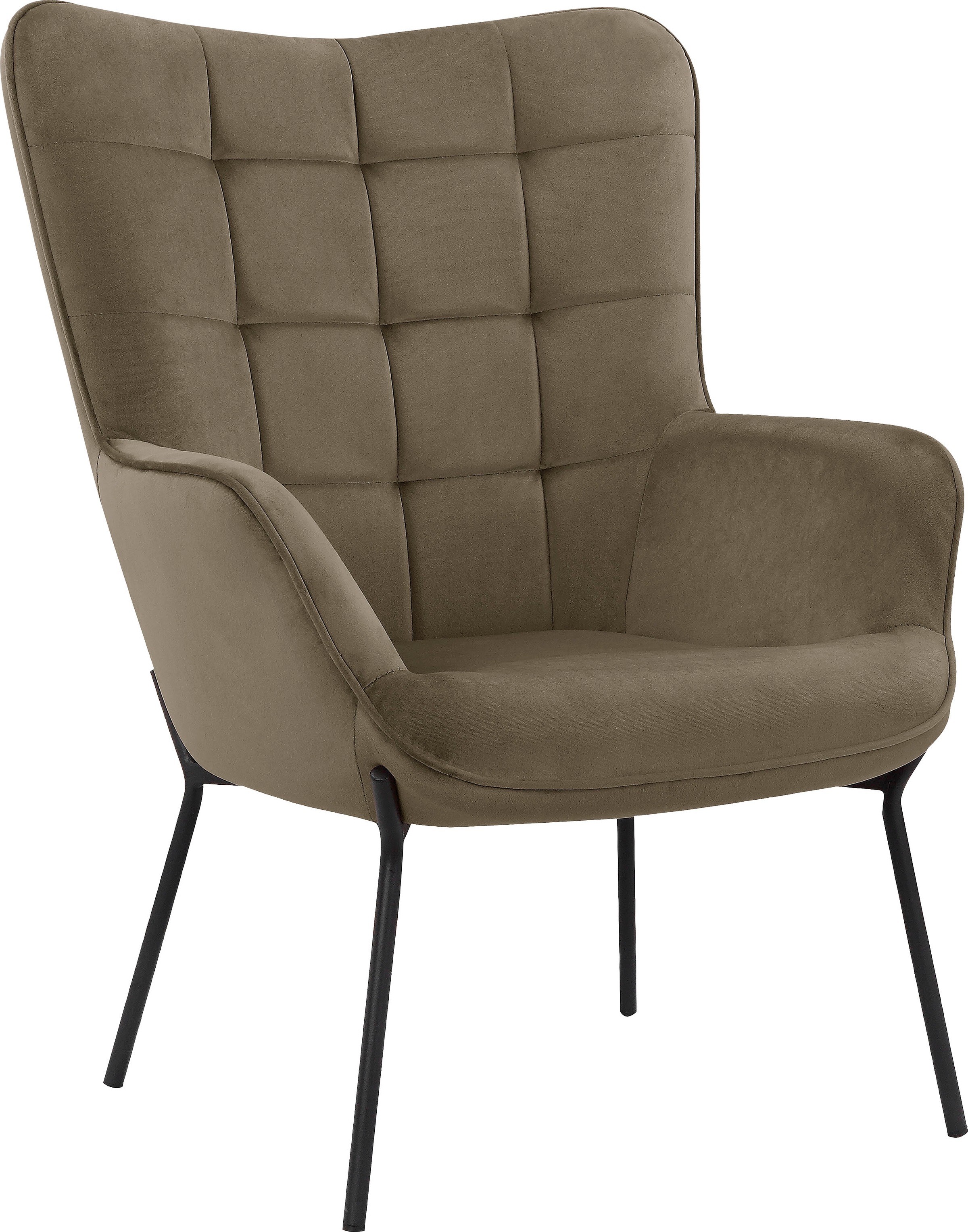 Home affaire Loungesessel »Luukas, Ohrensessel mit Metallbeinen,« 1 Stk. tlg. Stoff recyceltes Polyester, Sitz und Rücken gepolstert, Sitzhöhe 46 cm