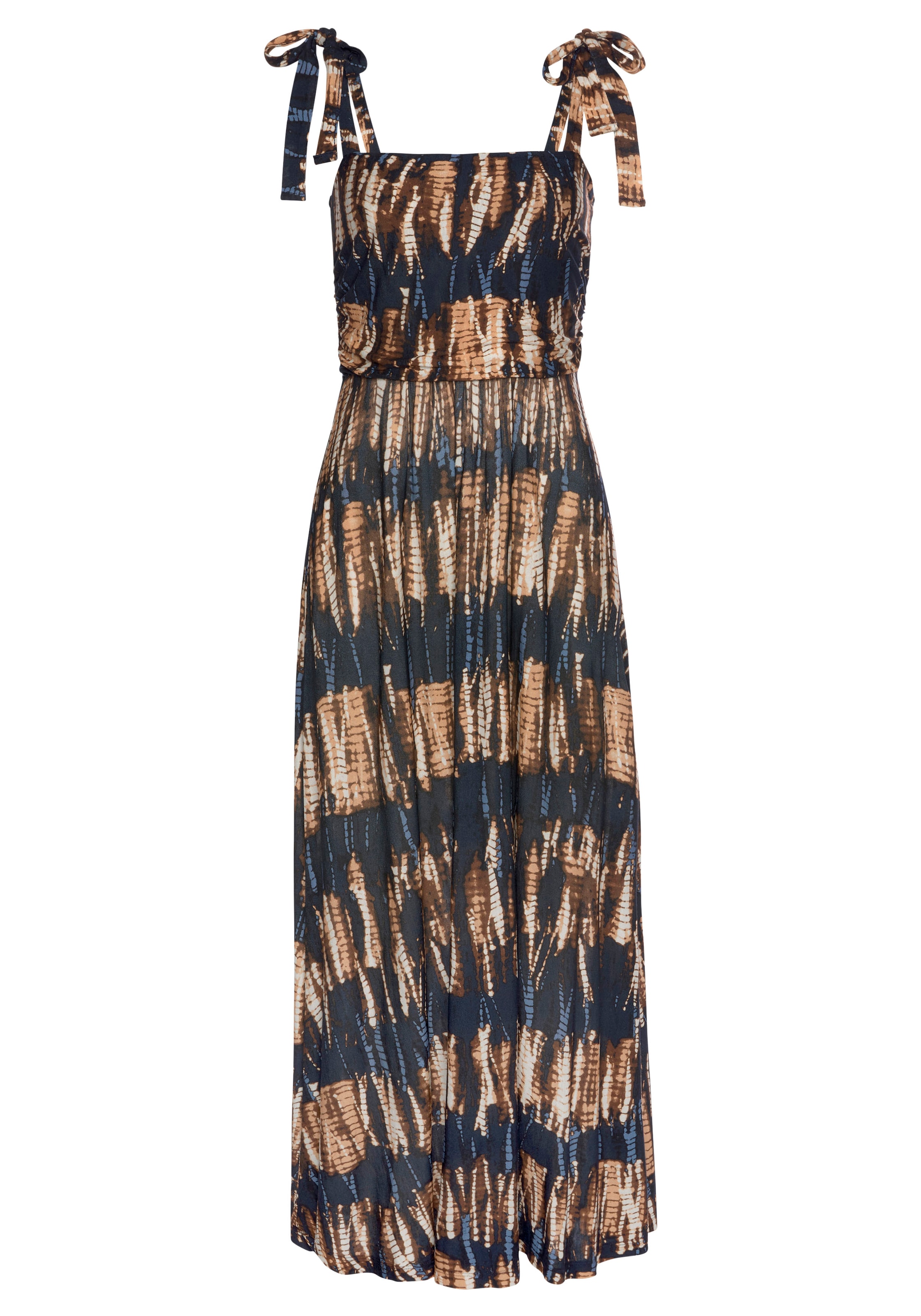 Buffalo Maxikleid mit Trägern zum Knoten im Alloverprint, Sommerkleid, Strandkleid