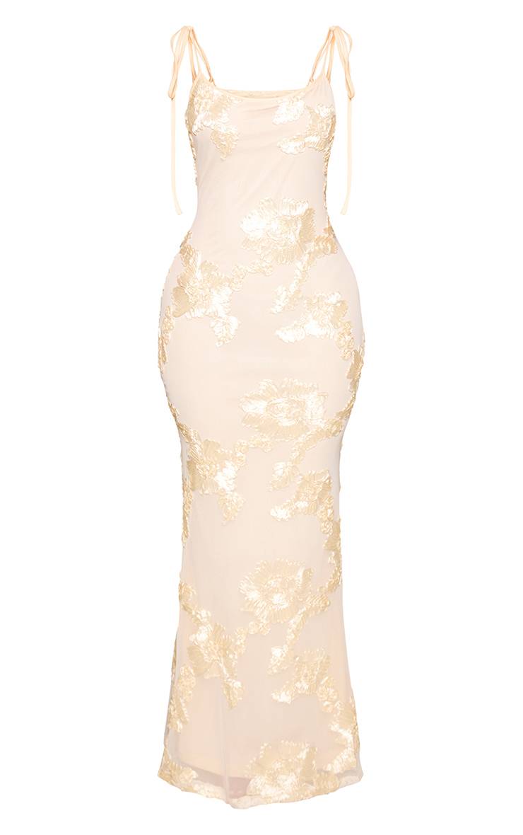 Butter Cream Robe Maxi À Détails Floraux Petite Taille