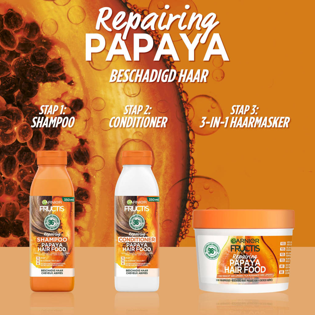Goed haarmaskarFructis Hair Food Papaya haarmasker - 400 ml - Beschadigd haar