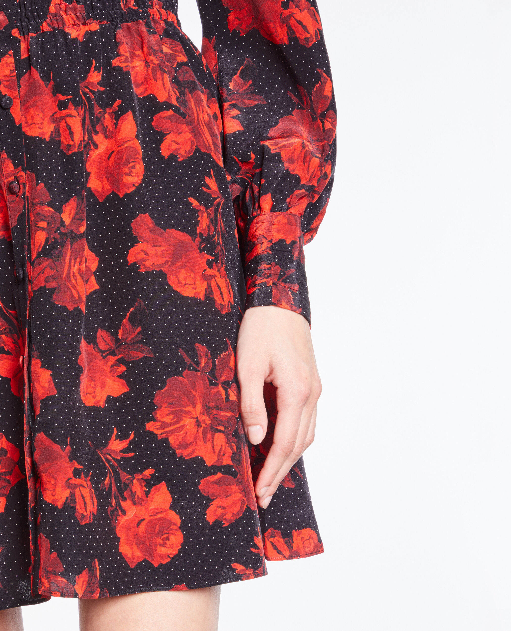 Robe chemise courte imprimée en soie