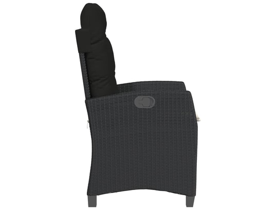 VIDAXL - Chaise inclinable de jardin avec coussins noir résine tress...