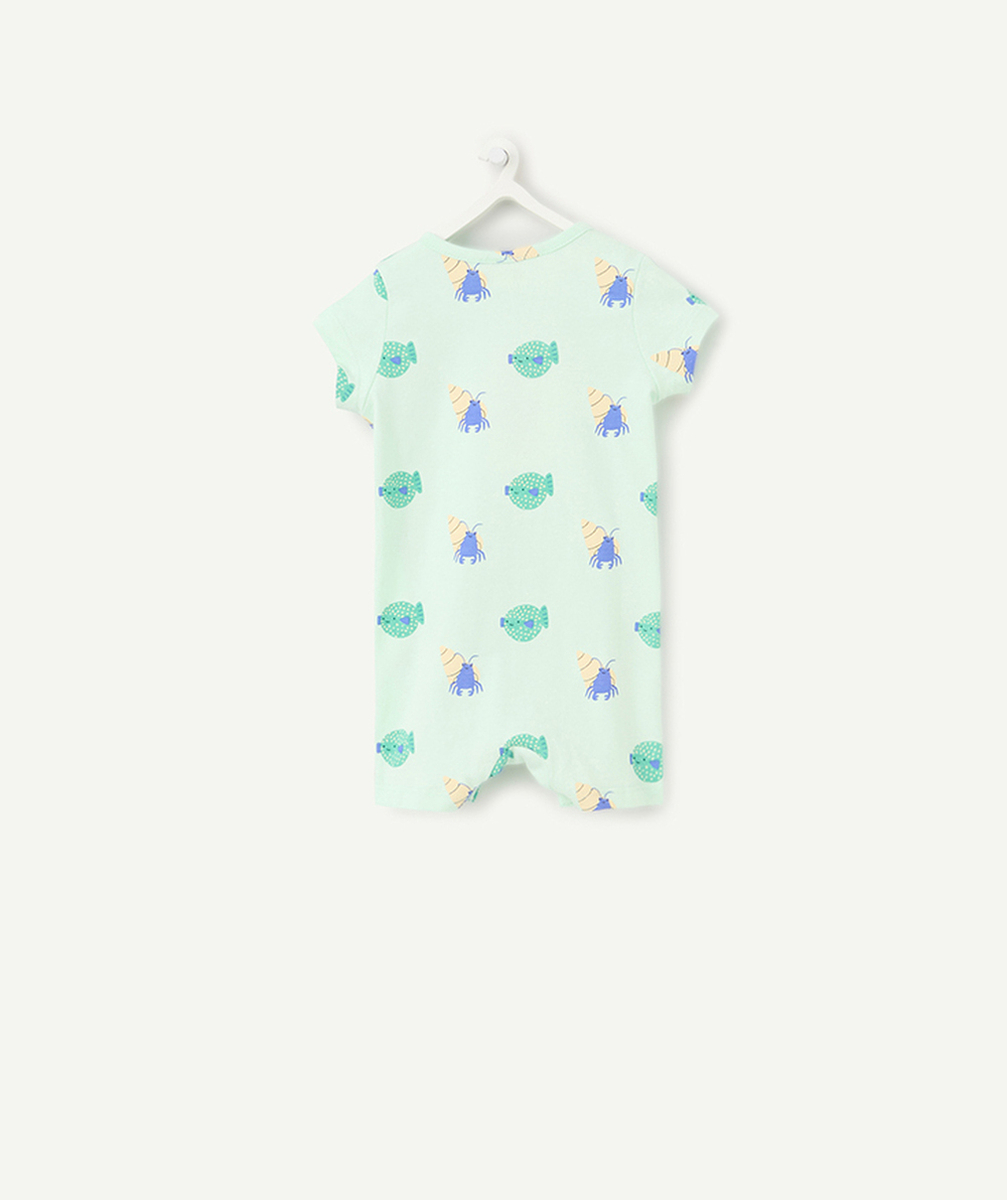 dors bien bébé garçon en coton bio vert pastel imprimé animaux marins
