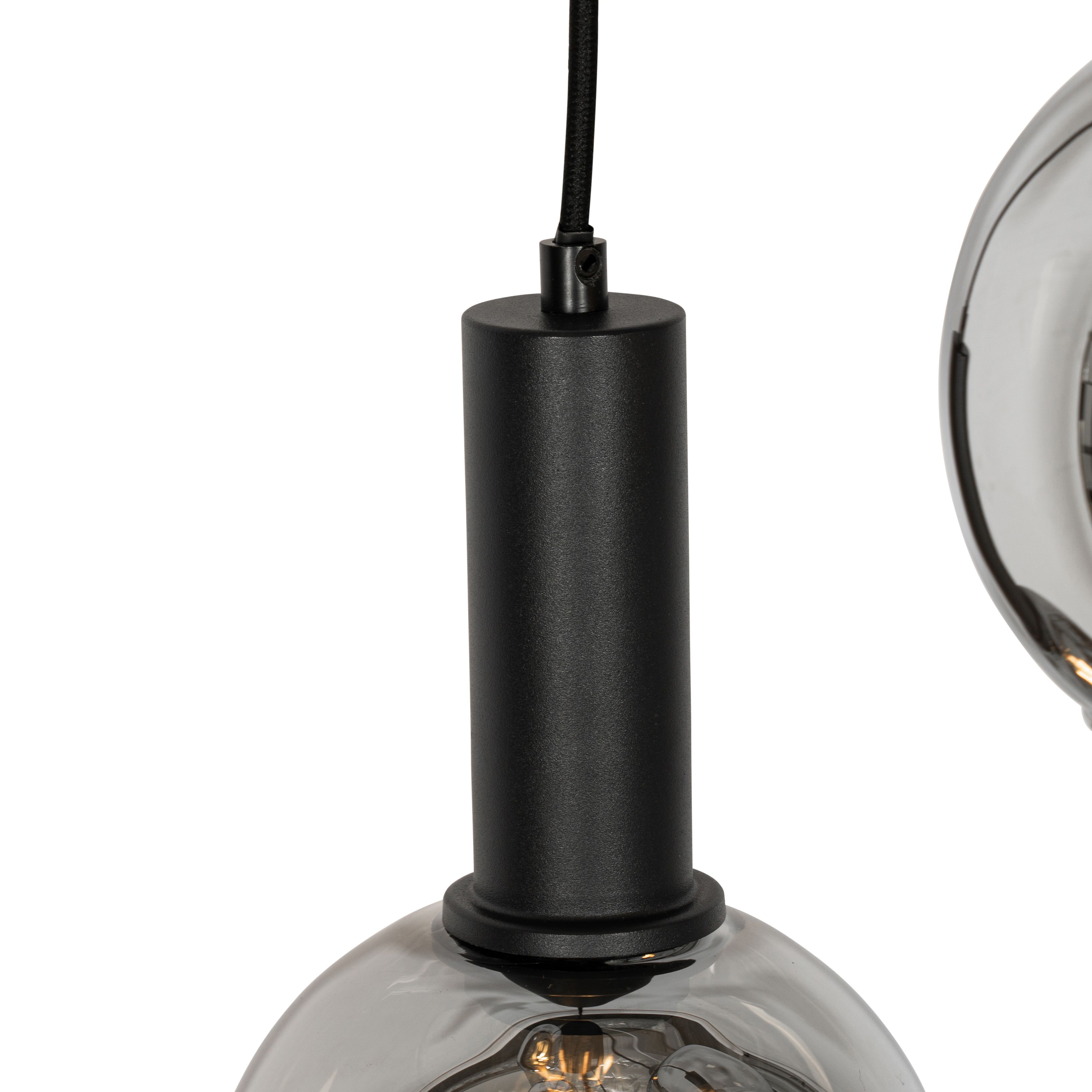 Art Deco hanglamp zwart met smoke glas rond 5-lichts - Josje
