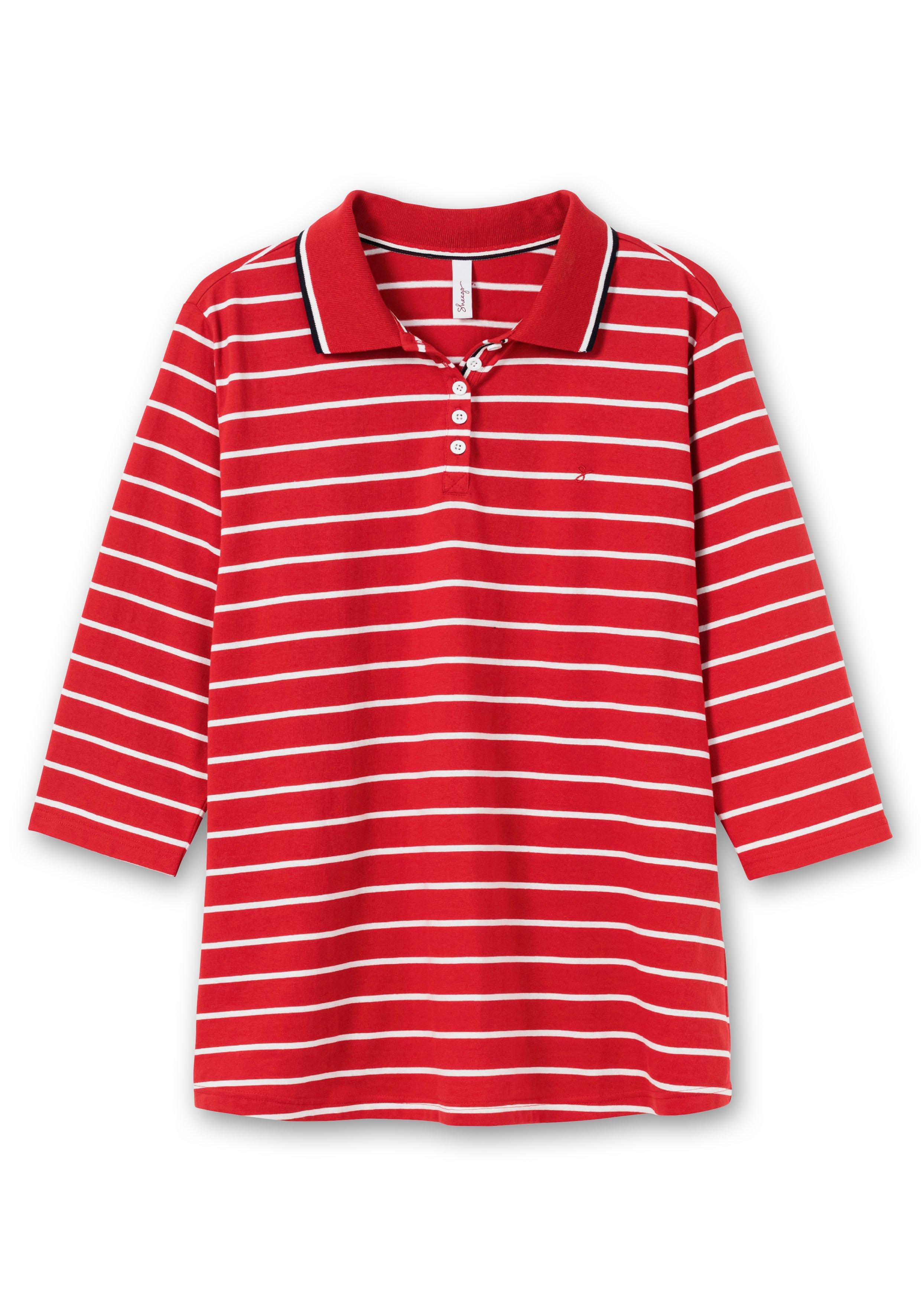 Gestreiftes Poloshirt mit 3/4-Arm