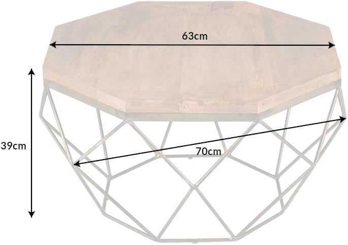 Riess Ambiente Eleganter Couchtisch Diamond 70cm Natur Messing Mangoholz Wohnzimmertisch Tisch