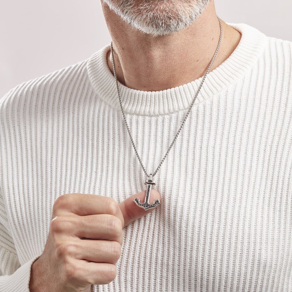 Collier Acier Vieillit Tanagra Oxydes De Zirconium