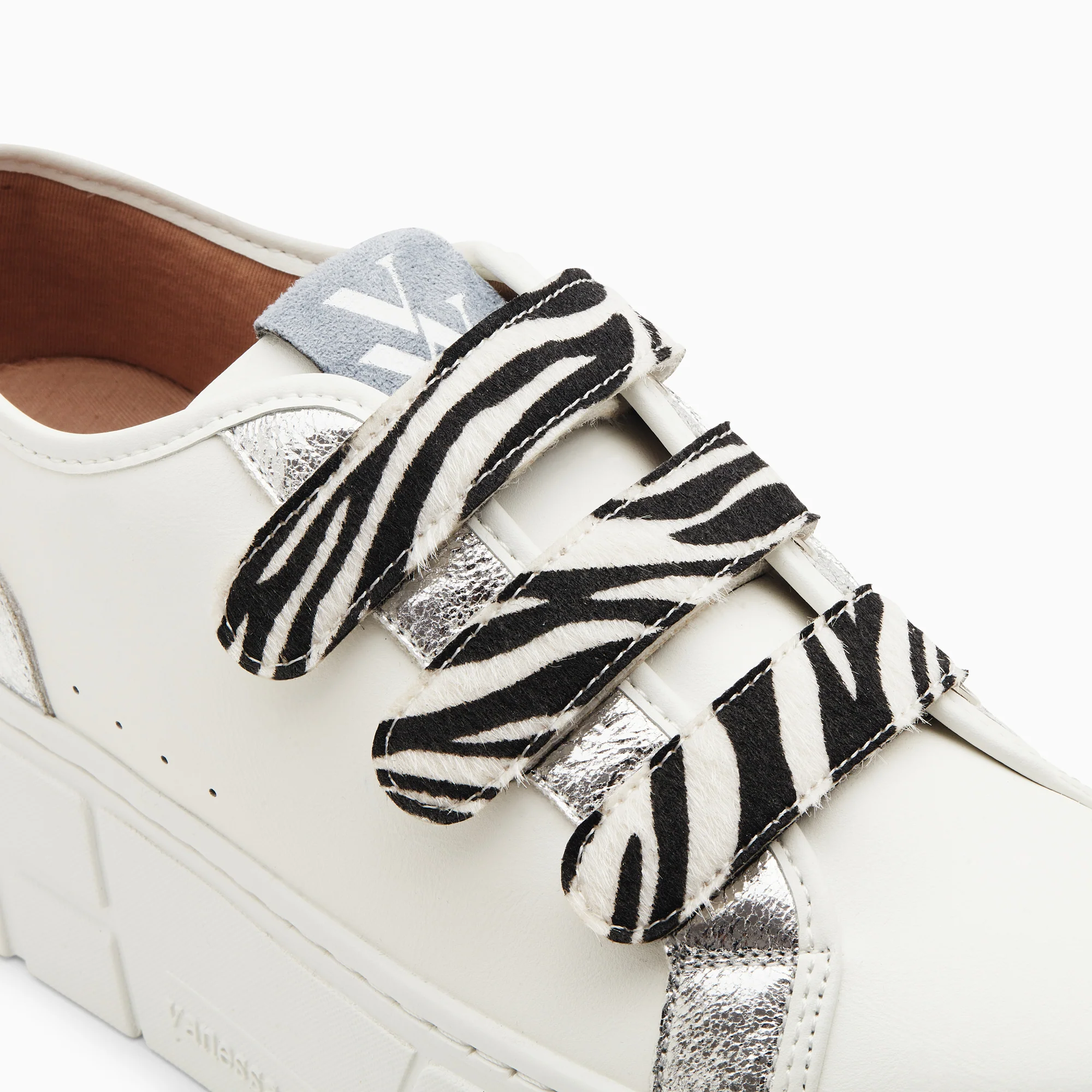 Sneakers-Baskets Bridget argent et zèbre à plateforme