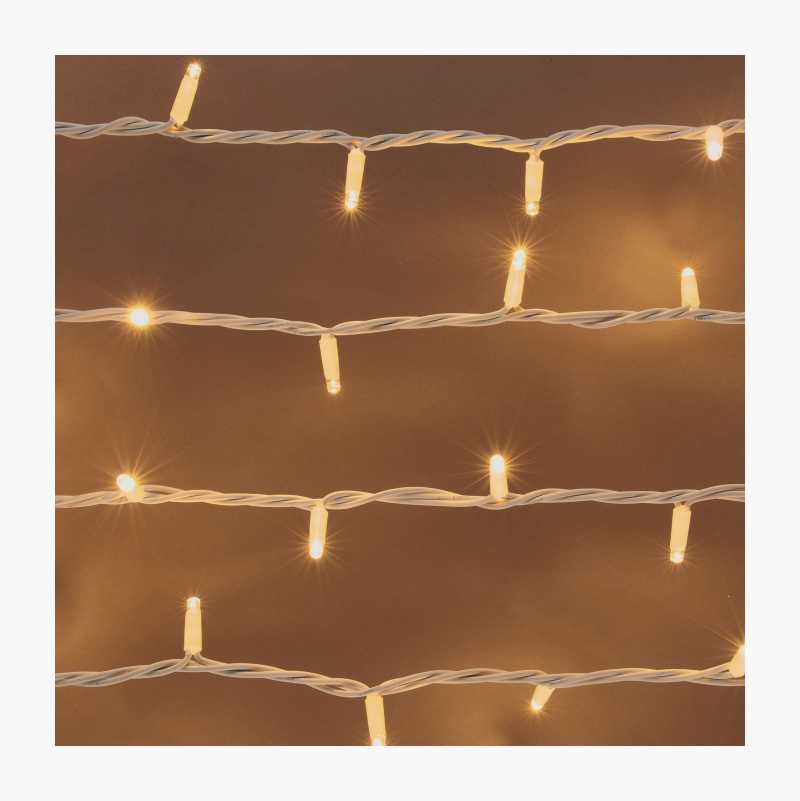 Lysslynge, 100 LED, varmhvit, 11,5 m, hvit, utbyggbar