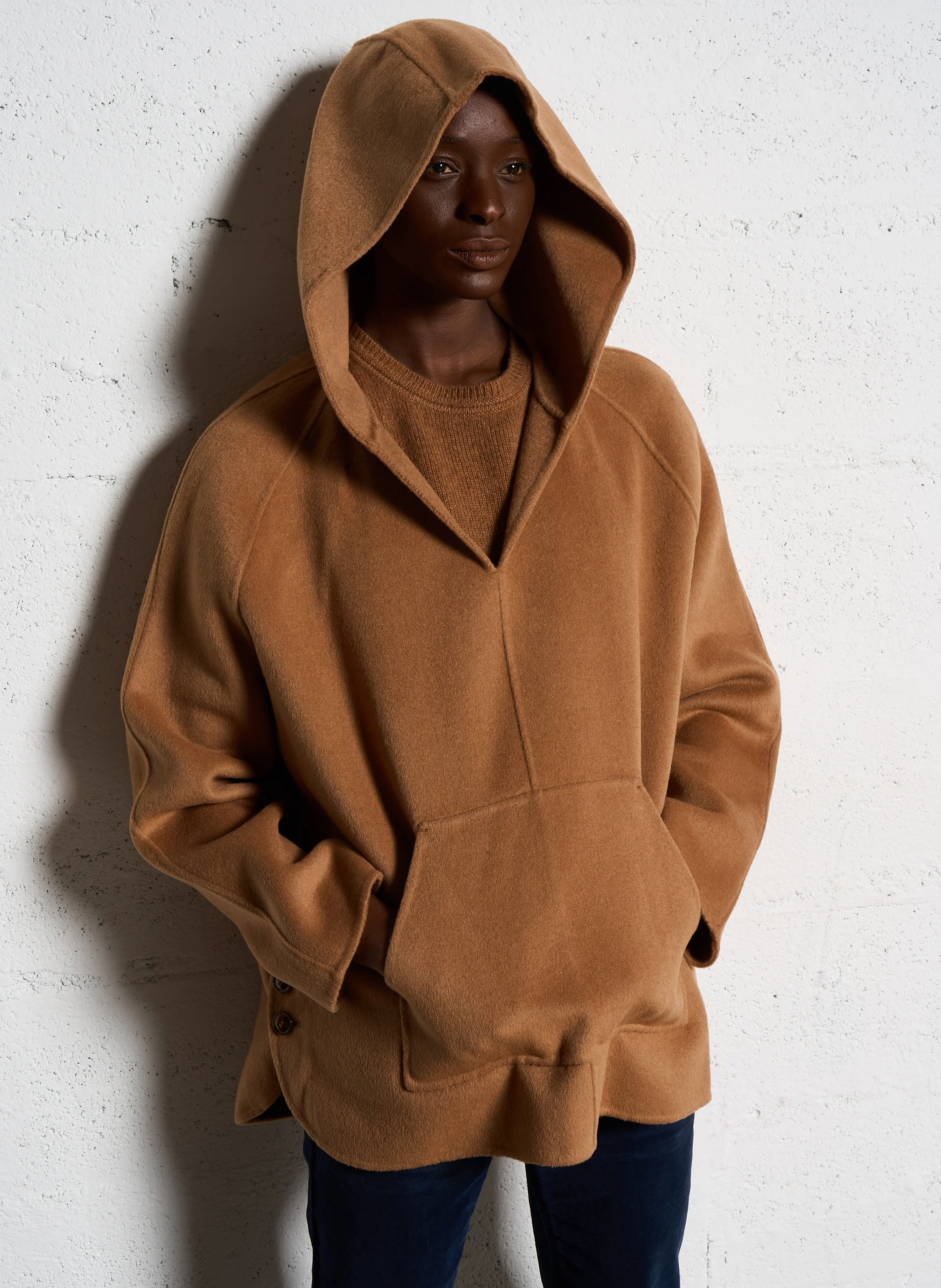 ALBIN - Cape ample en laine mélangée| Beige