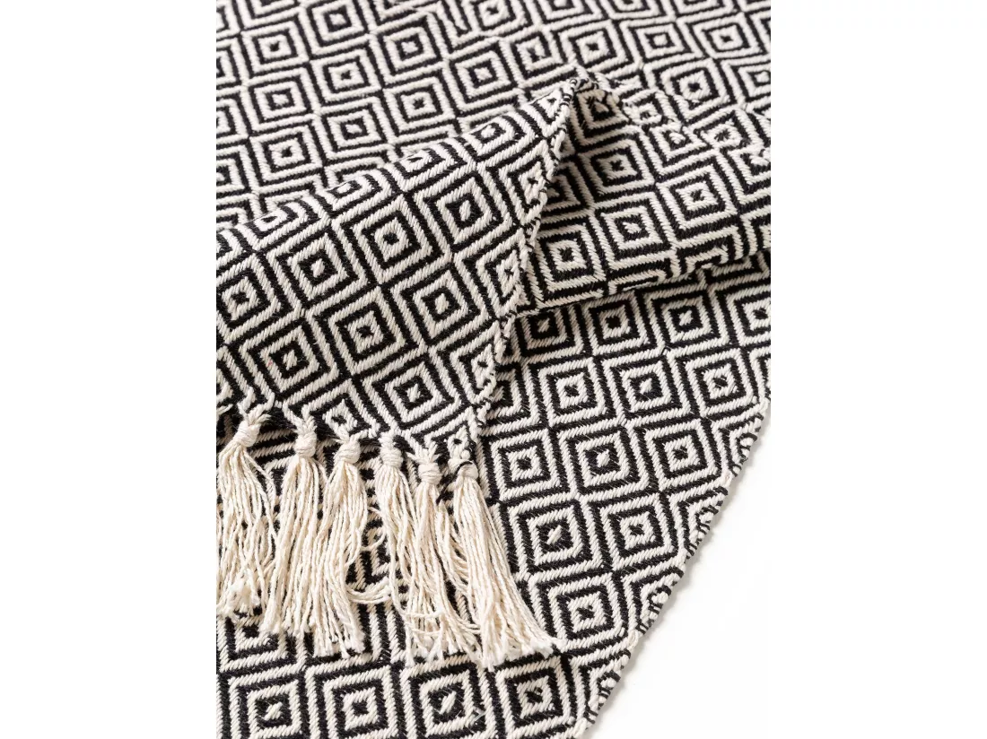 Plaid en coton Jasmin Noir 125x150 cm
