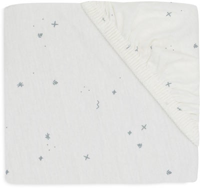 Jollein Stretchlaken Twinkling 60x120, Off white/Sea Green