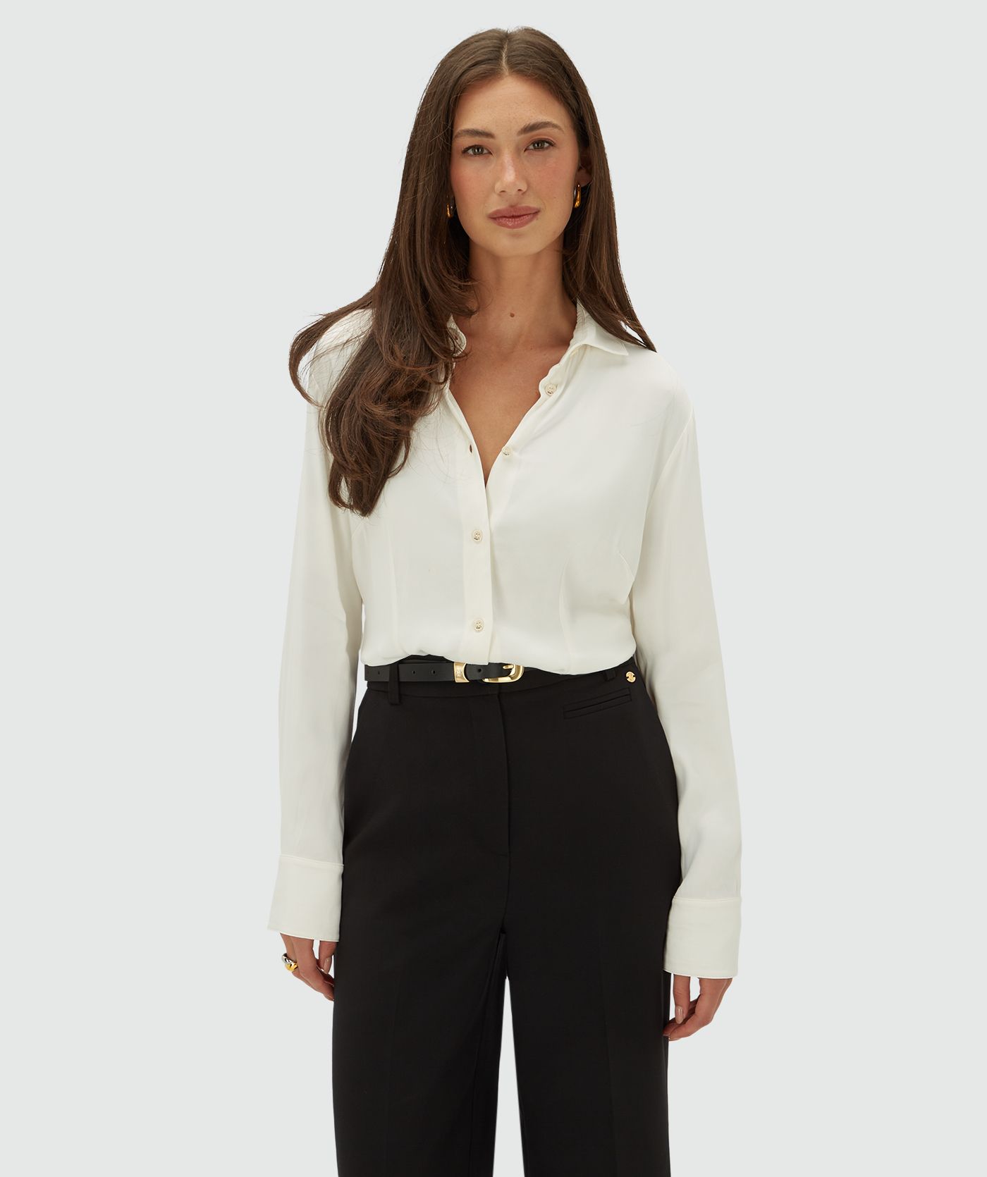 JV-LEIA regular fit body blouse van satijn - cloud white