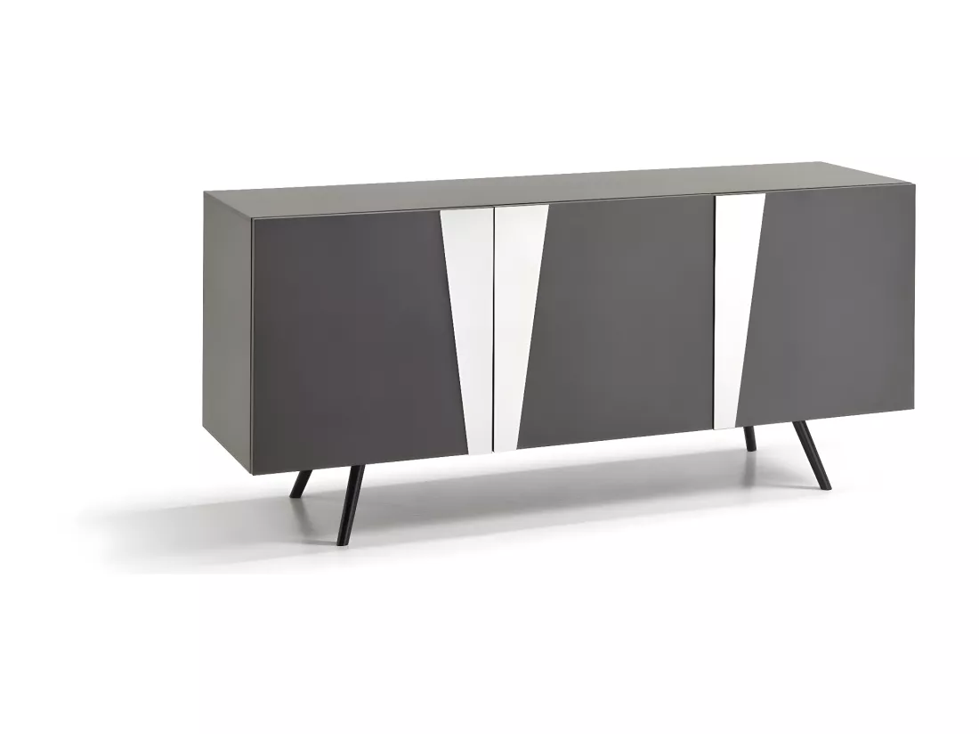 Ginger Buffet 3 portes (180 x 80 H cm) en mélaminé gris foncé