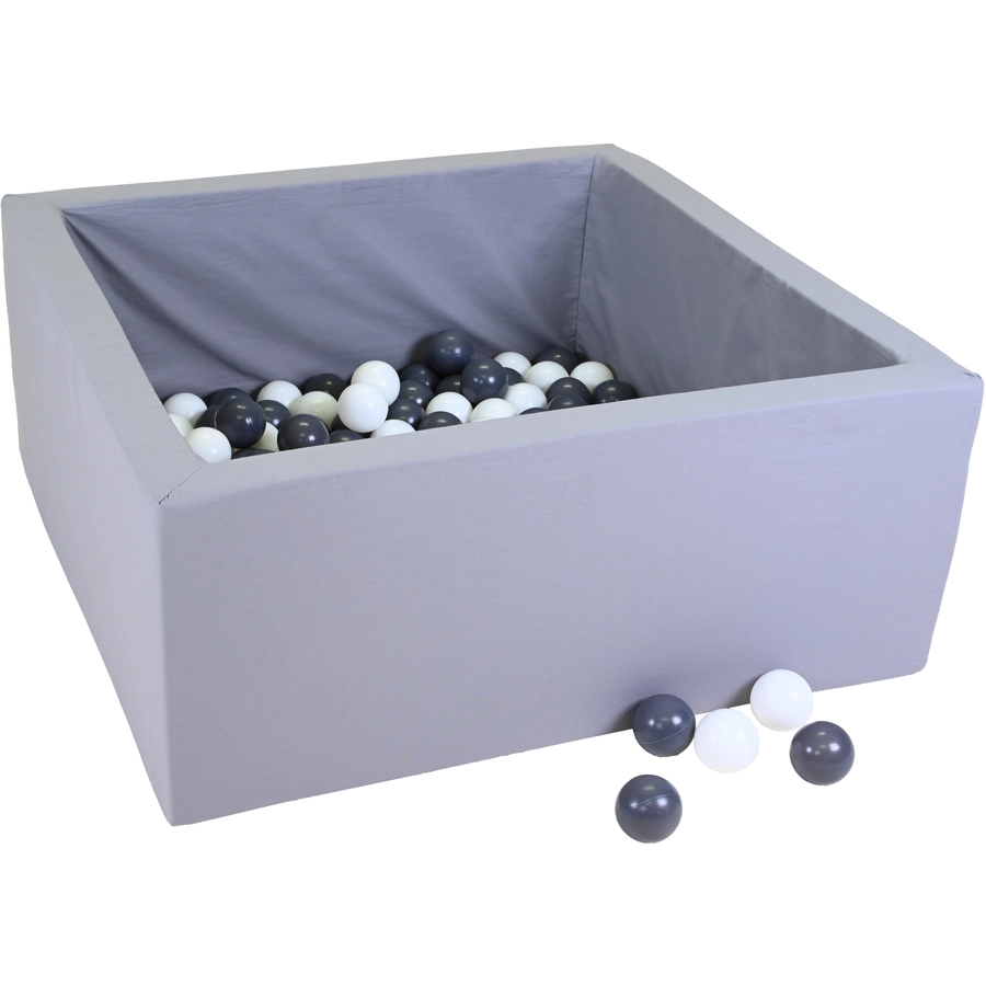 knorr toys® Bällebad soft eckig Grey - 100 balls greywhite grau