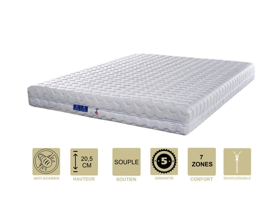 PROVENCE LITERIE - Matelas 140x200 x 20,5 cm Souple + Oreiller Visco + Alèse ...